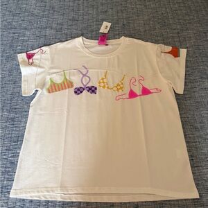 QUEEN OF SPARKLES White Tee with Colorful Graphic Accents